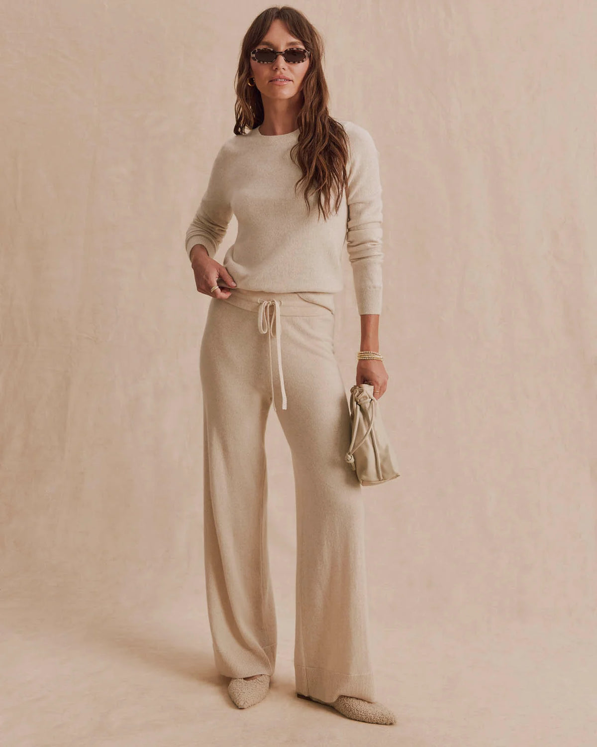 Splendid Tori Cashmere Crewneck Sweater in Wheat Heather