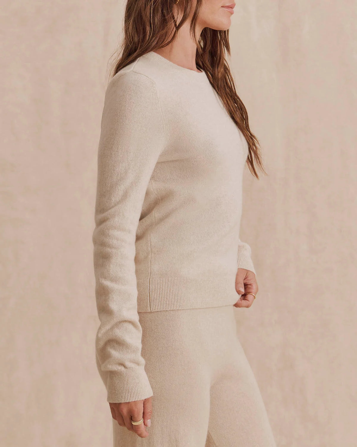 Splendid Tori Cashmere Crewneck Sweater in Wheat Heather