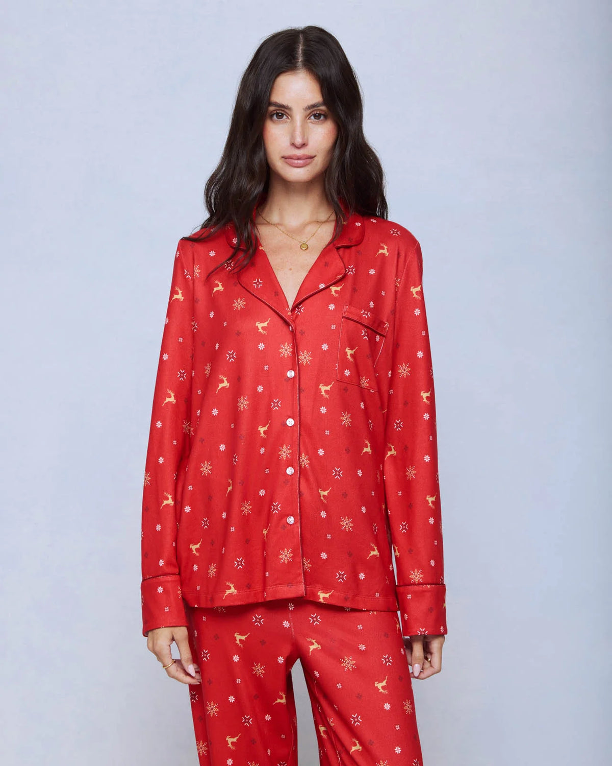 Splendid Flora Pillow Soft PJ Set in Red Reindeer