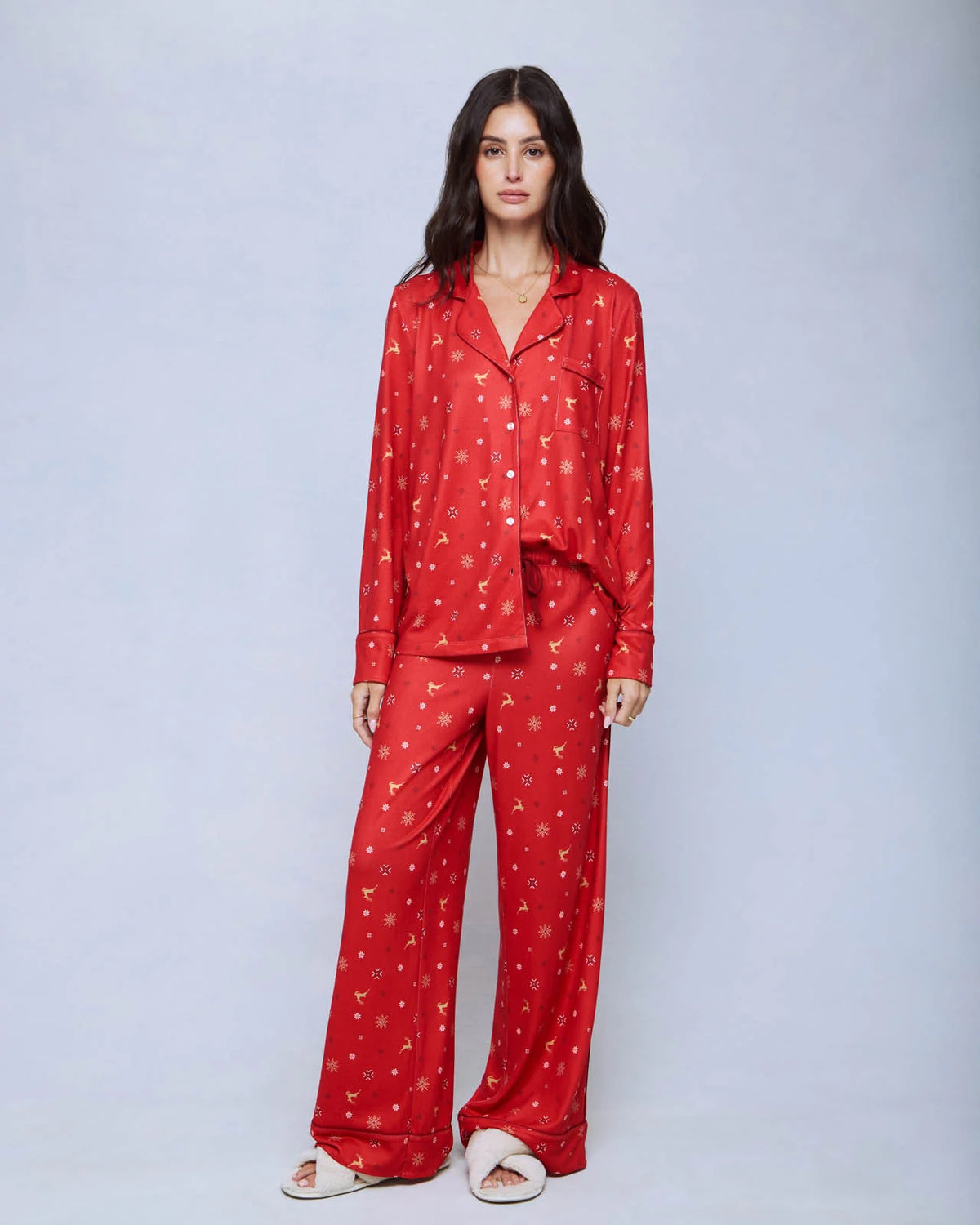 Splendid Flora Pillow Soft PJ Set in Red Reindeer