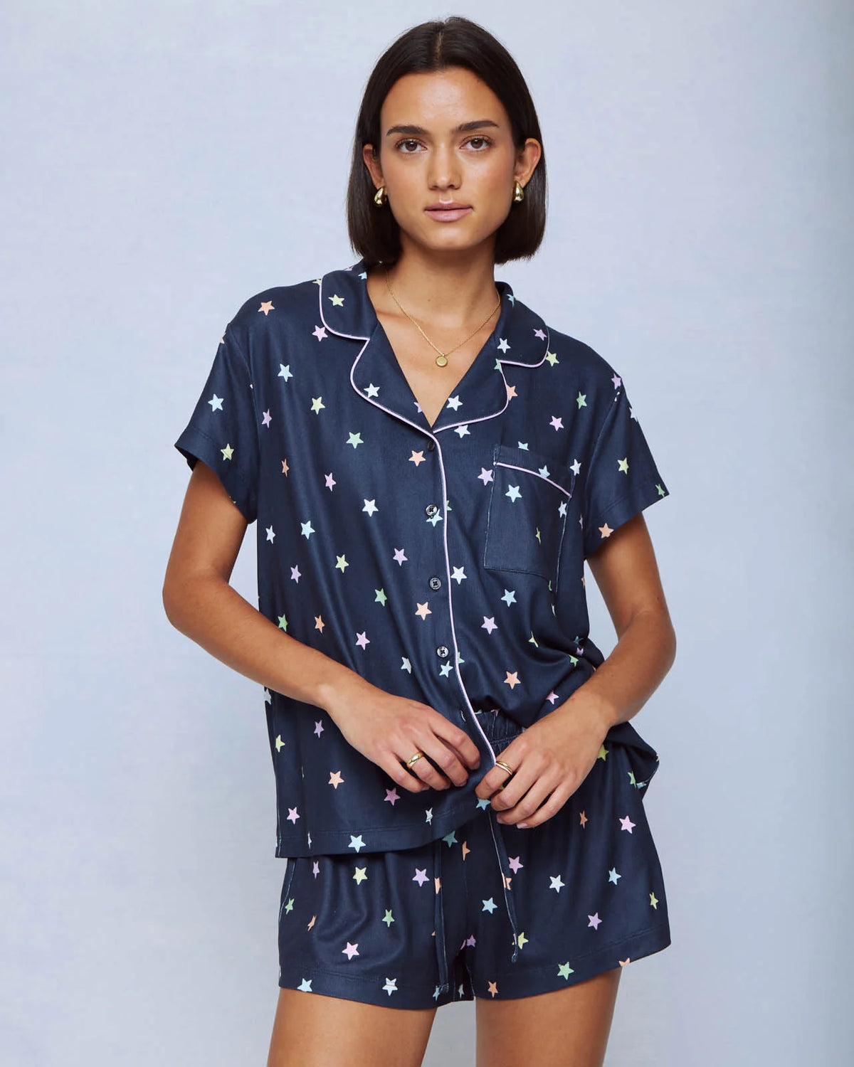 Splendid Flora Pillow Soft Short PJ Set in Stargaze Toss