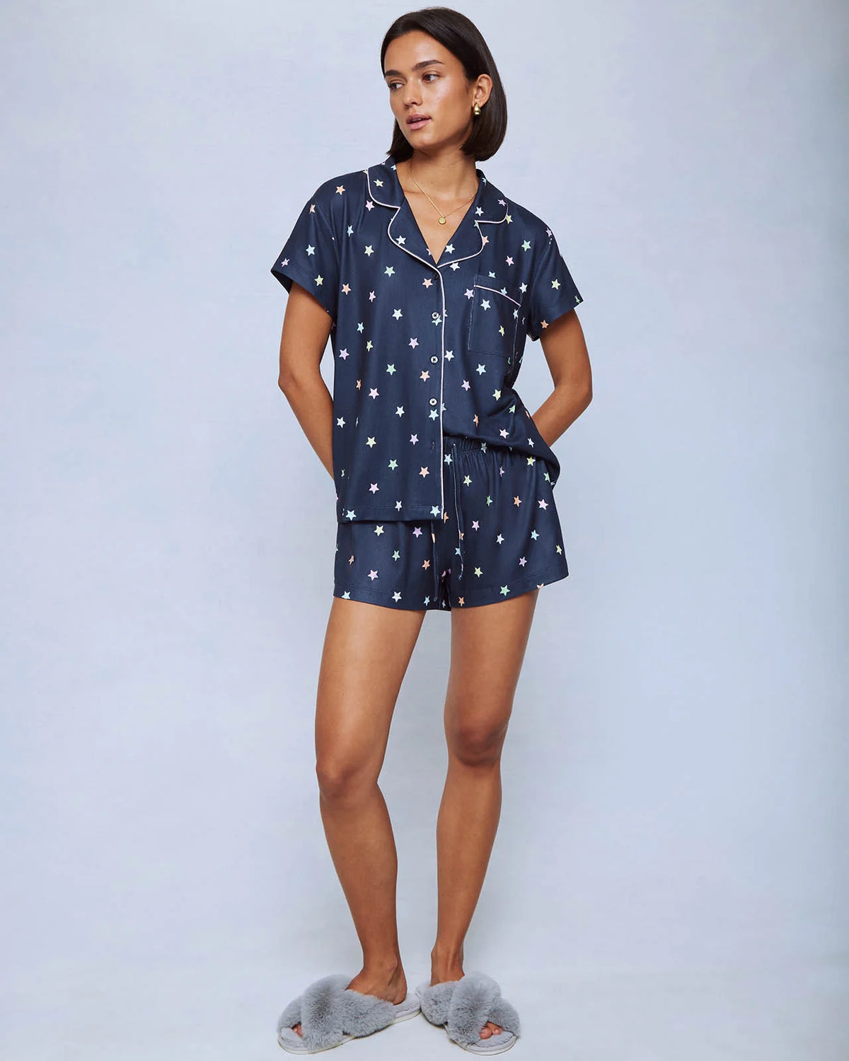Splendid Flora Pillow Soft Short PJ Set in Stargaze Toss
