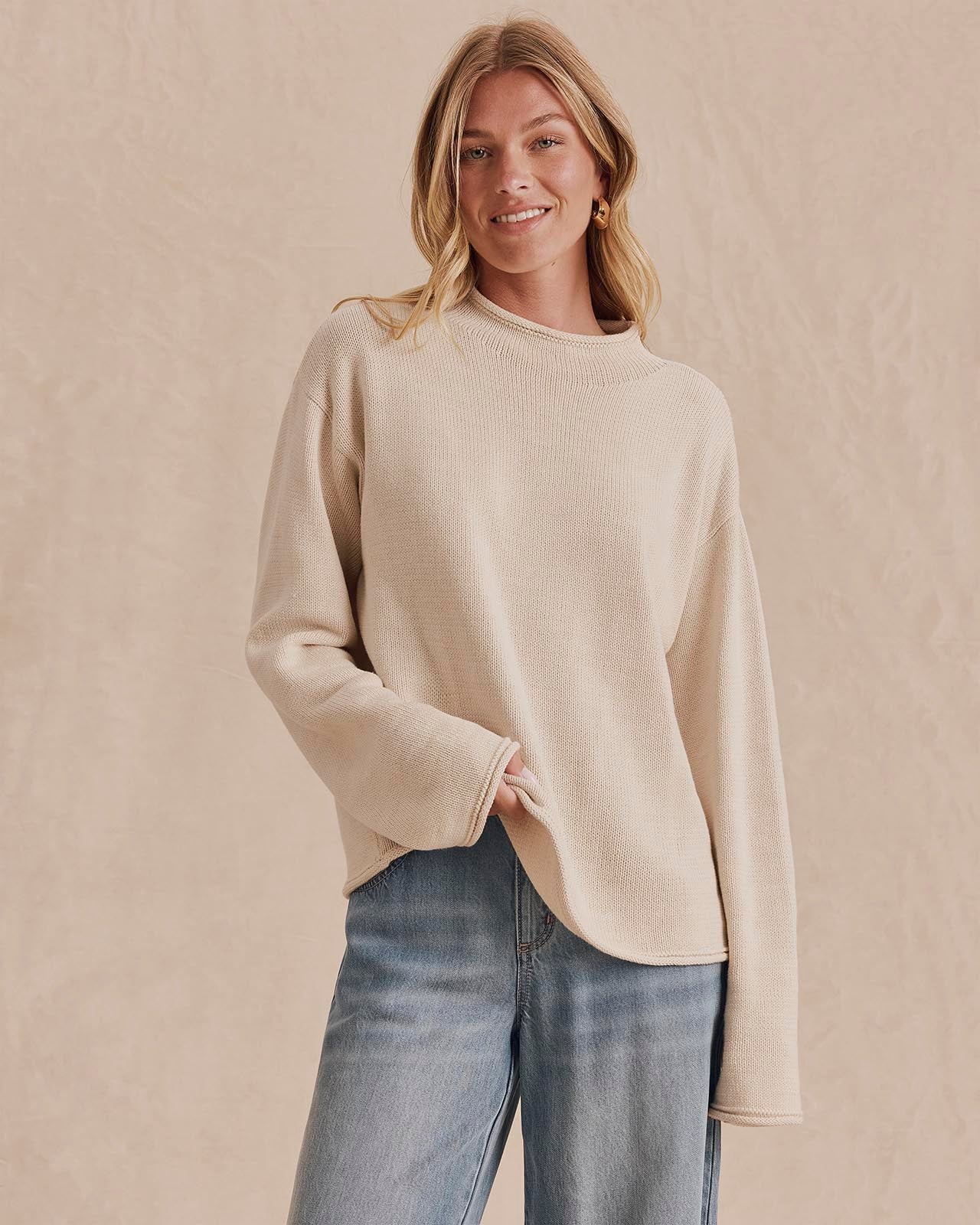 Splendid Elsie Roll Neck Sweater in Wheat Heather