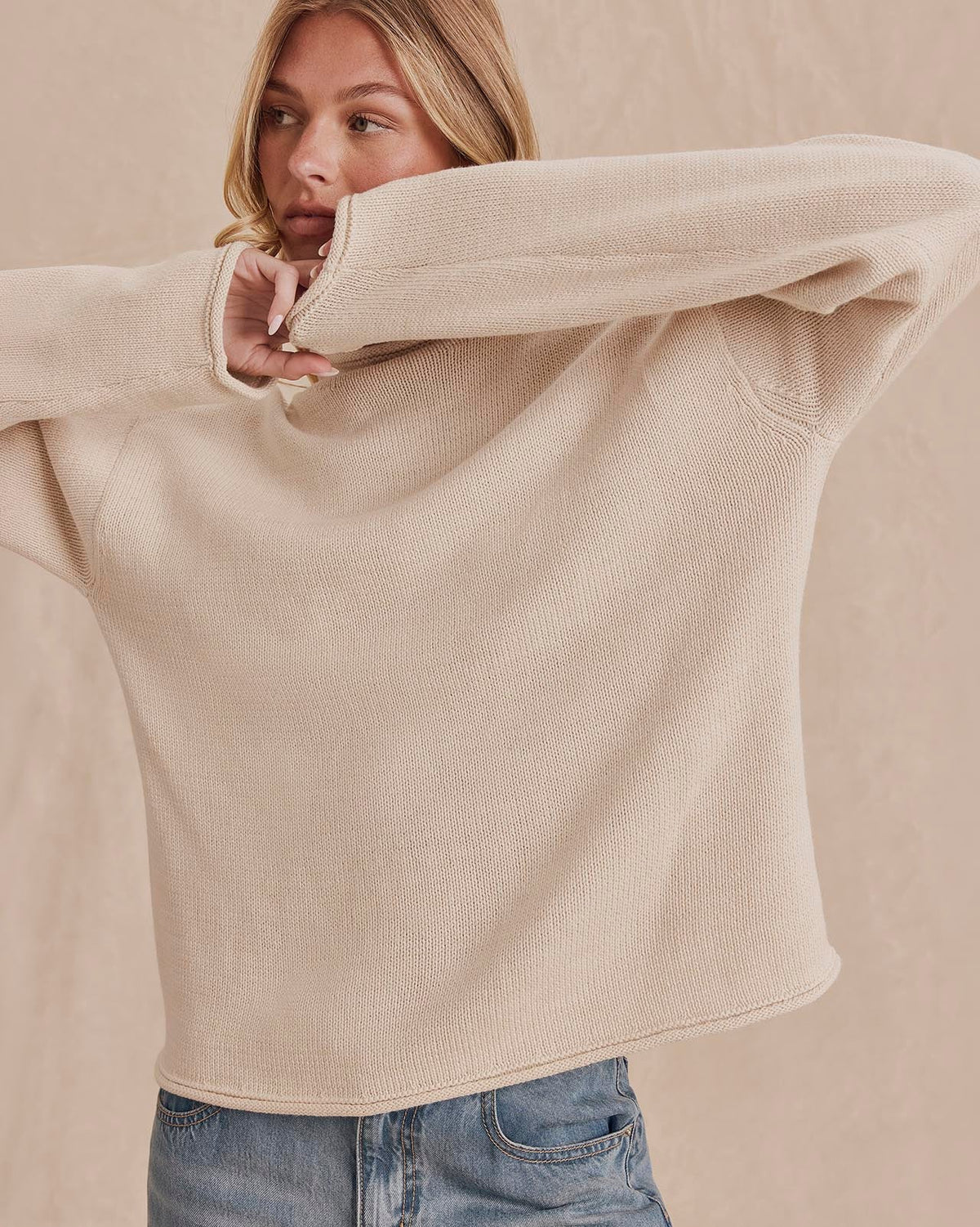 Splendid Elsie Roll Neck Sweater in Wheat Heather
