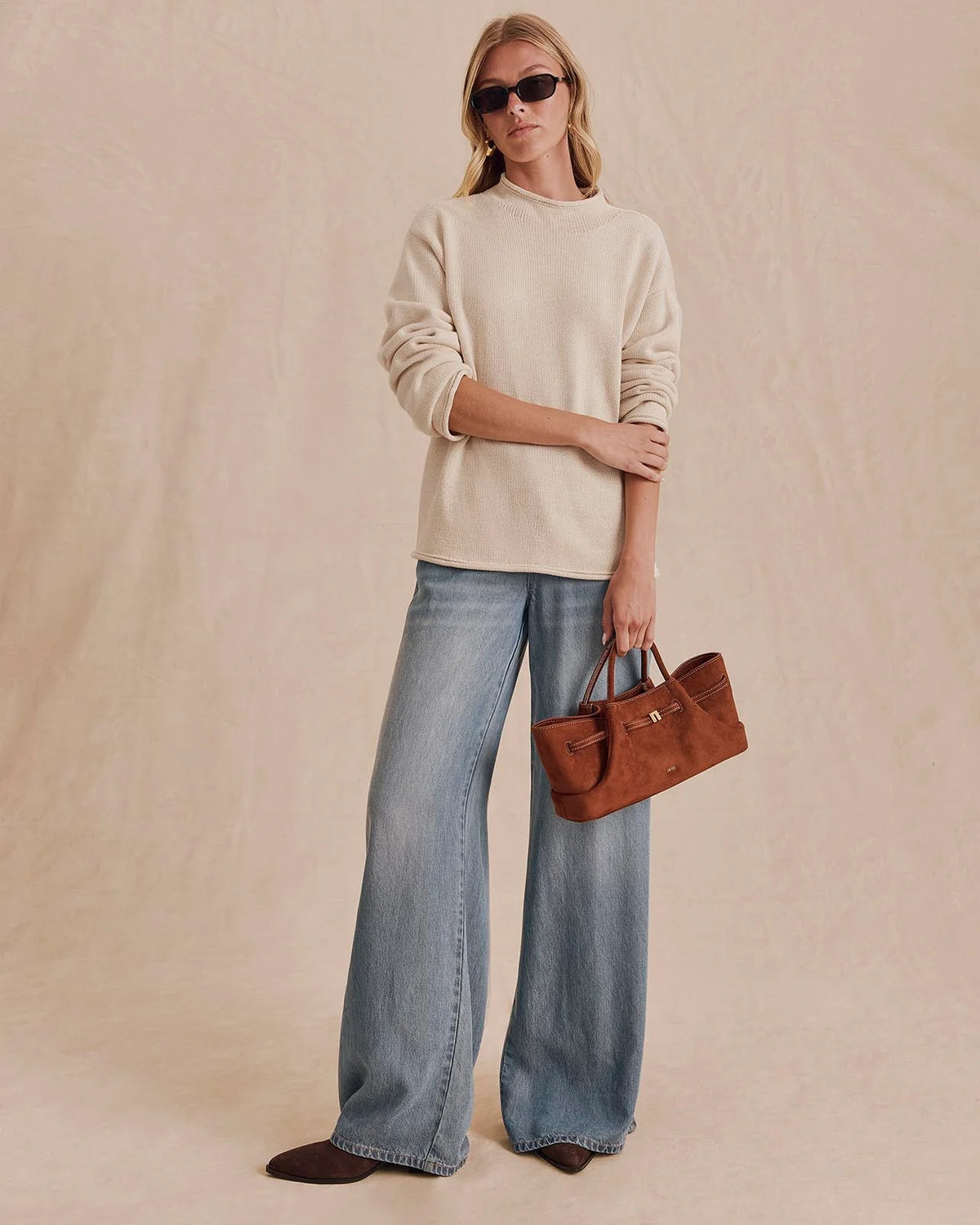Splendid Elsie Roll Neck Sweater in Wheat Heather