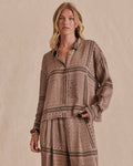 Splendid Clara Button Down in Taupe Grey Bandana