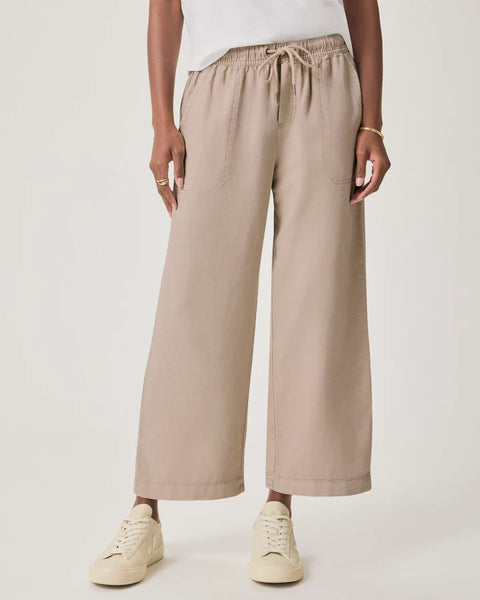 Splendid Angie Lyocell Linen Crop Wide Leg in Fawn