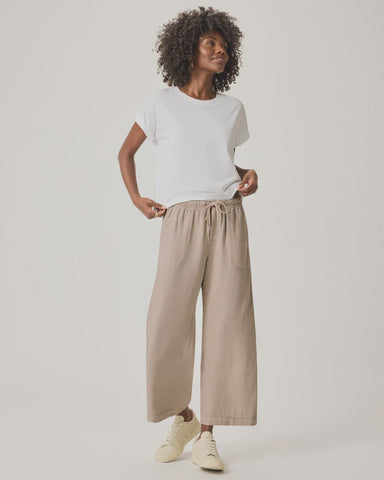 Splendid Angie Lyocell Linen Crop Wide Leg in Fawn