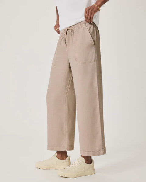 Splendid Angie Lyocell Linen Crop Wide Leg in Fawn