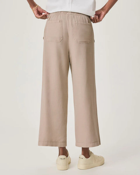 Splendid Angie Lyocell Linen Crop Wide Leg in Fawn