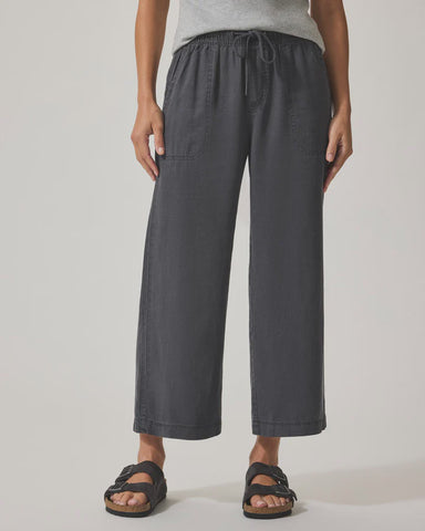 Splendid Angie Lyocell Linen Crop Wide Leg in Lead