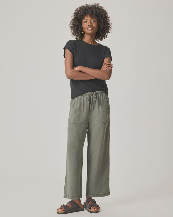 Splendid Angie Lyocell Linen Crop Wide Leg in Soft VOB