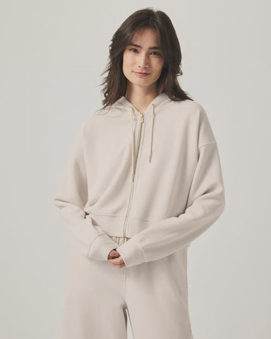 Splendid Waffle Scuba Zip Up in Moonstone