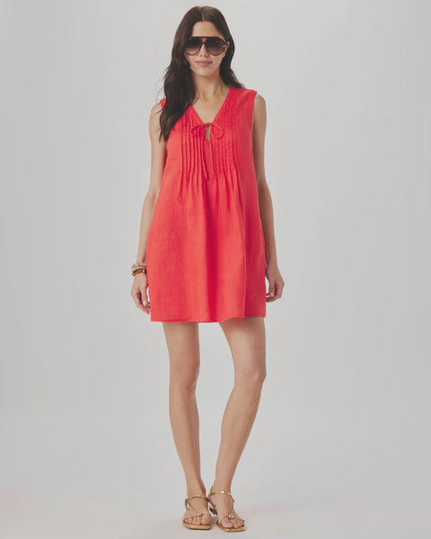 Splendid Stella Linen Sleeveless Mini Dress in Scarlet