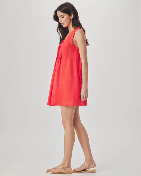 Splendid Stella Linen Sleeveless Mini Dress in Scarlet