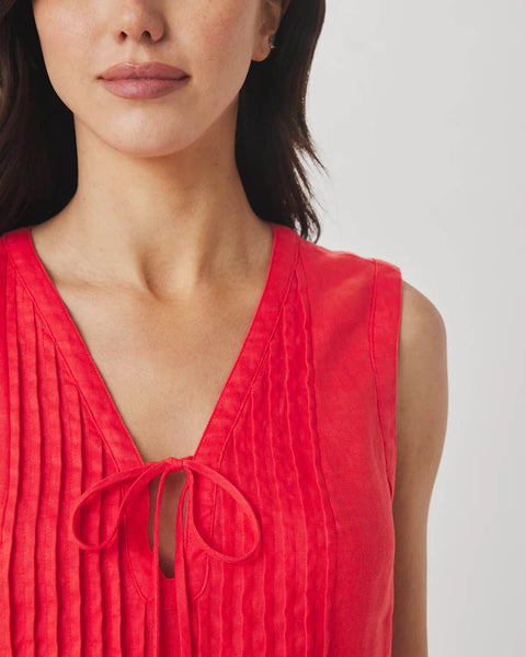 Splendid Stella Linen Sleeveless Mini Dress in Scarlet