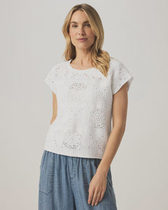 Splendid Anderson Sweater Cap Sleeve Top in White