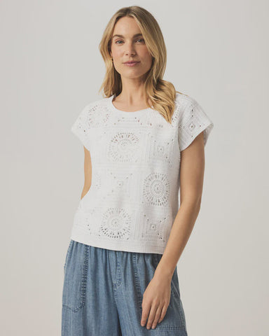 Splendid Anderson Sweater Cap Sleeve Top in White