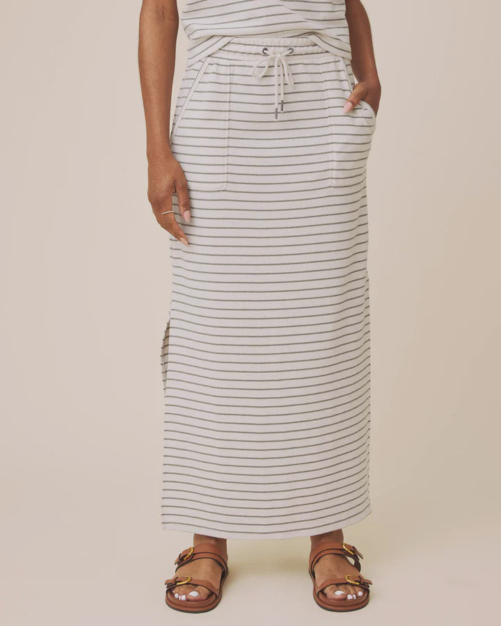 Splendid Kennedy Stripe Skirt in Oak/Eucalyptus