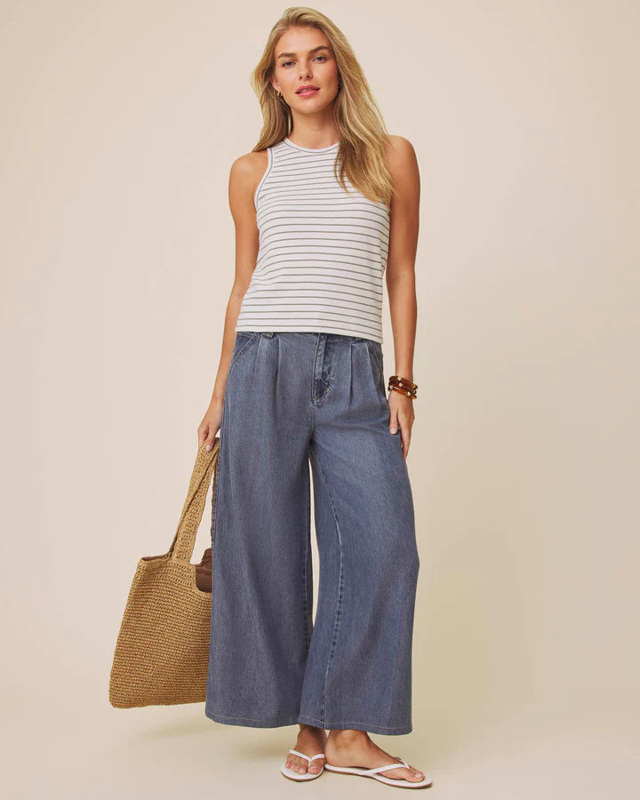 Splendid Kennedy Stripe Tank in Oak/Eucalyptus