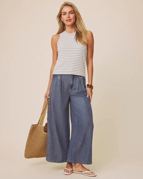 Splendid Kennedy Stripe Tank in Oak/Eucalyptus