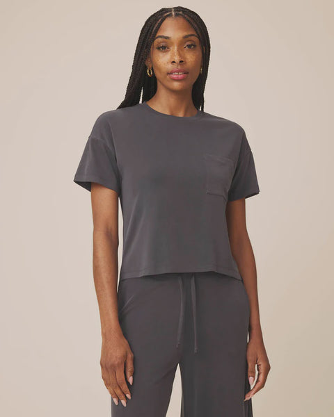 Splendid Sawyer Sandwash Short Sleeve Top in Lead
