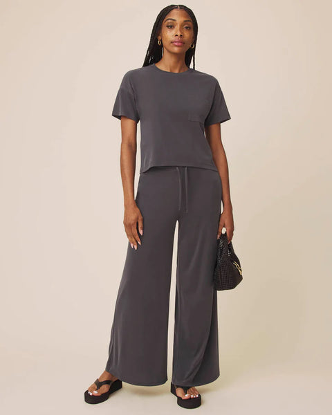 Splendid Sawyer Sandwash Short Sleeve Top in Lead