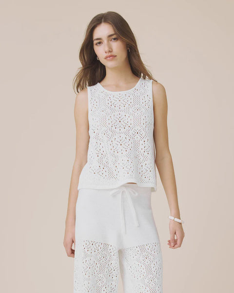 Splendid Beckham Crotchet Sweater Tank in white