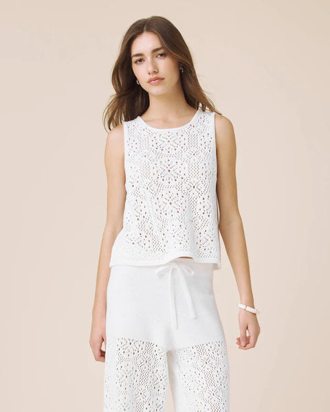 Splendid Beckham Crotchet Sweater Tank in white