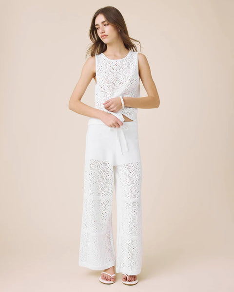 Splendid Beckham Crotchet Sweater Tank in white