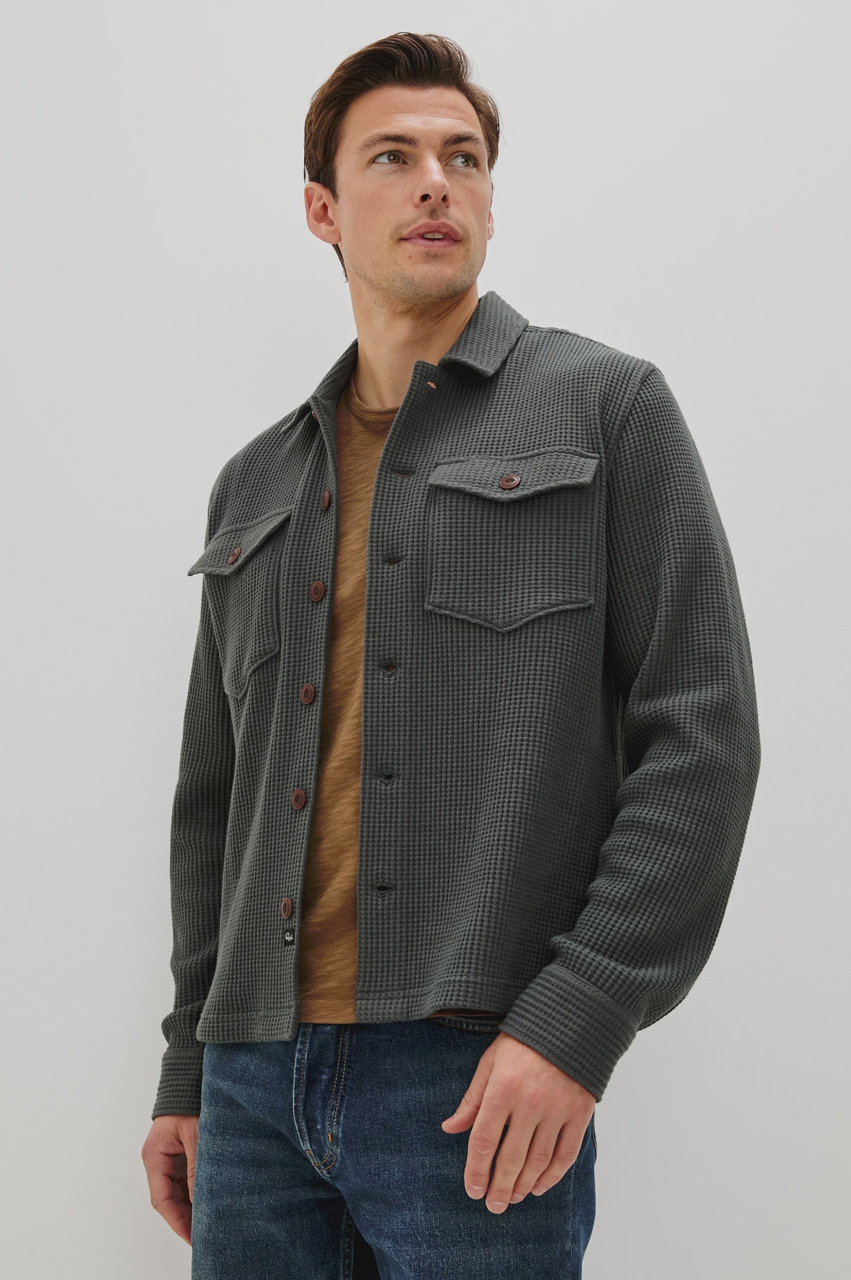 Rails Men's Wells Thermal Button Front Shirt - Ink
