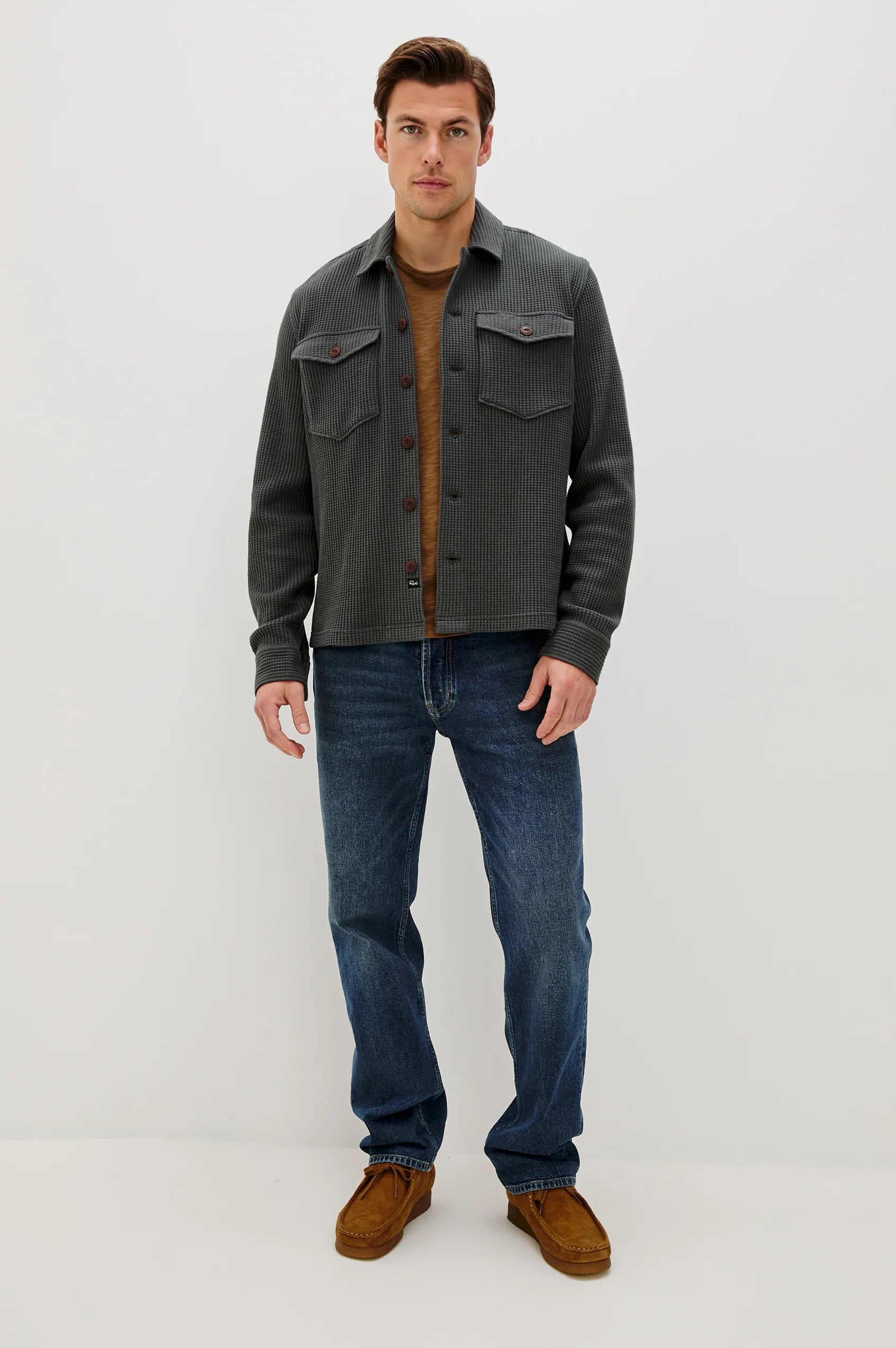 Rails Men's Wells Thermal Button Front Shirt - Ink