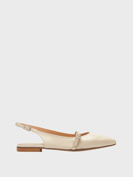 Sister Soeur Brielle Mary Jane Slingback Flat in Taupe Leather