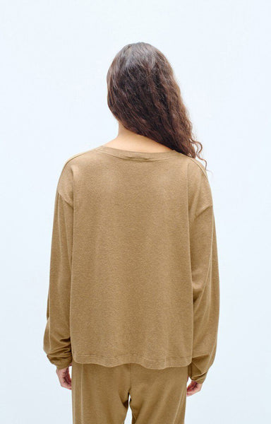 American Vintage YPAWOOD Long Sleeve T-Shirt in Melange Macchiato