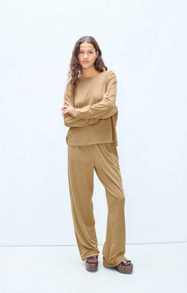 American Vintage YPAWOOD Long Sleeve T-Shirt in Melange Macchiato