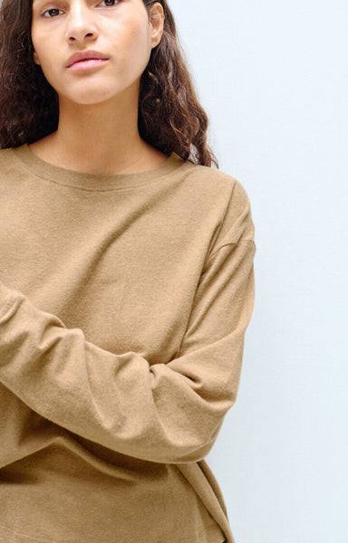 American Vintage YPAWOOD Long Sleeve T-Shirt in Melange Macchiato