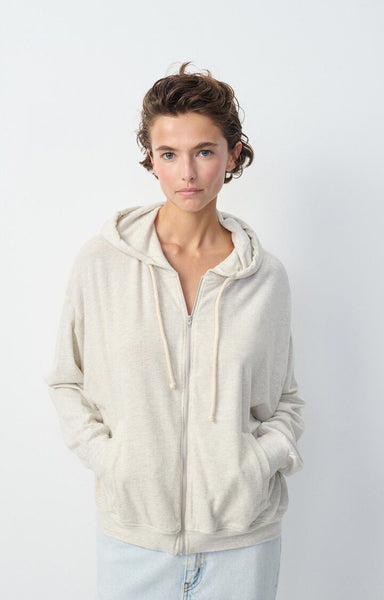 American Vintage YPAWOOD Zip-Up Hoodie in Heather Grey