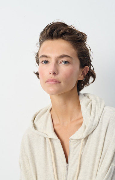 American Vintage YPAWOOD Zip-Up Hoodie in Heather Grey