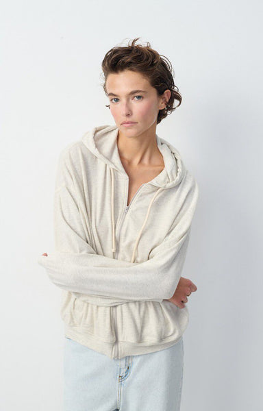 American Vintage YPAWOOD Zip-Up Hoodie in Heather Grey