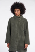 RINO & PELLE Zoe Coat with High Collar in Misty Basil