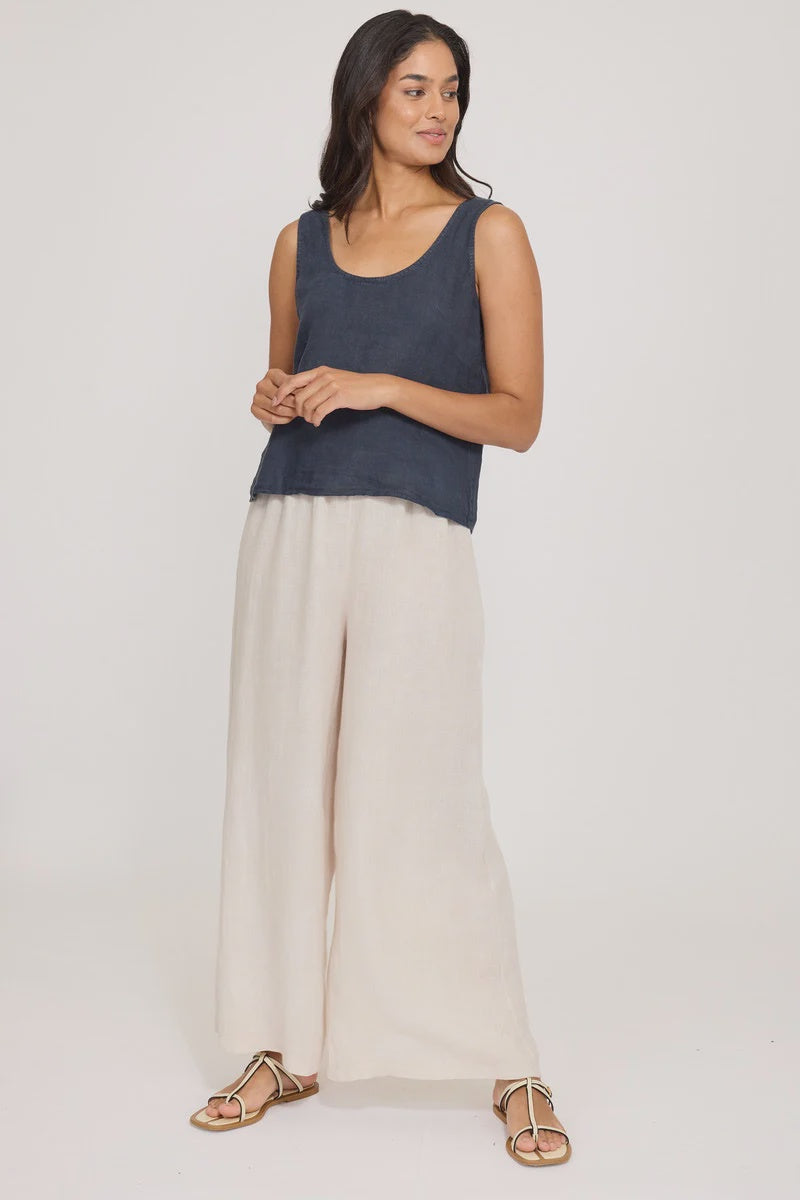 Pistache Wide Leg Linen Pant in Summer Beige