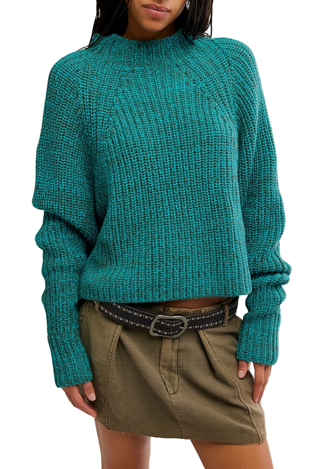 Free People Low Tide Pullover in Deep Lagoon