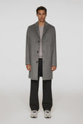 J.Lindeberg August Melton Cashmere Coat in Dark Grey Melange