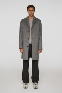 J.Lindeberg August Melton Cashmere Coat in Dark Grey Melange