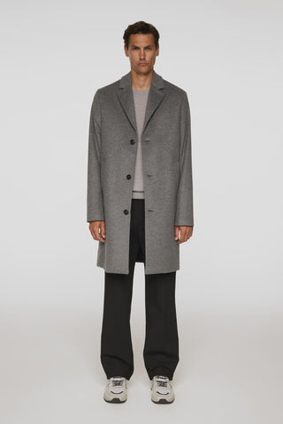 J.Lindeberg August Melton Cashmere Coat in Dark Grey Melange