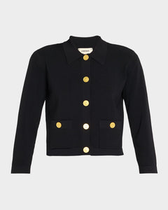 L'AGENCE Osiris Collared Cardigan in Black/Gold