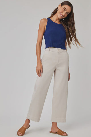 bella dahl wide leg crop pant in coastal stone sage