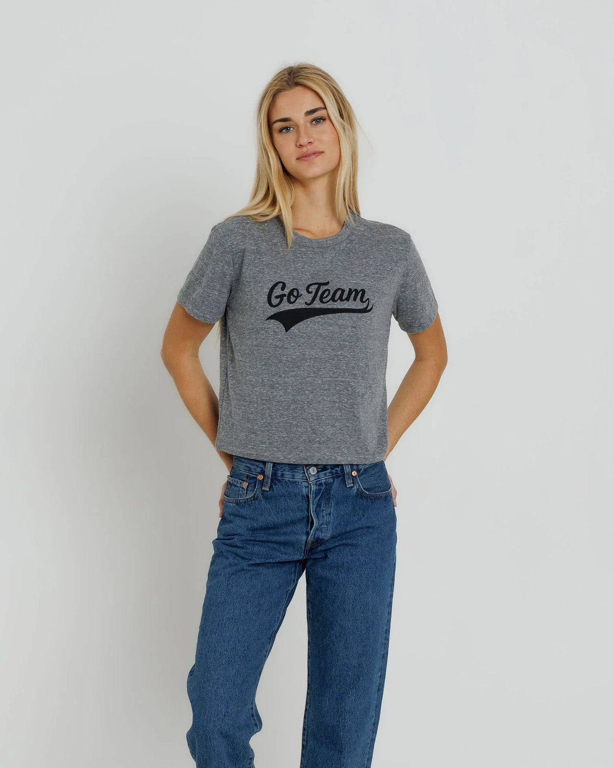 Sunny Somewhere Go Team Everyday Tee in Heather Grey