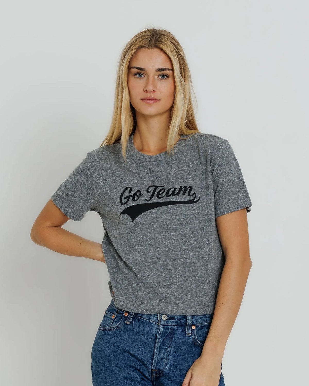Sunny Somewhere Go Team Everyday Tee in Heather Grey
