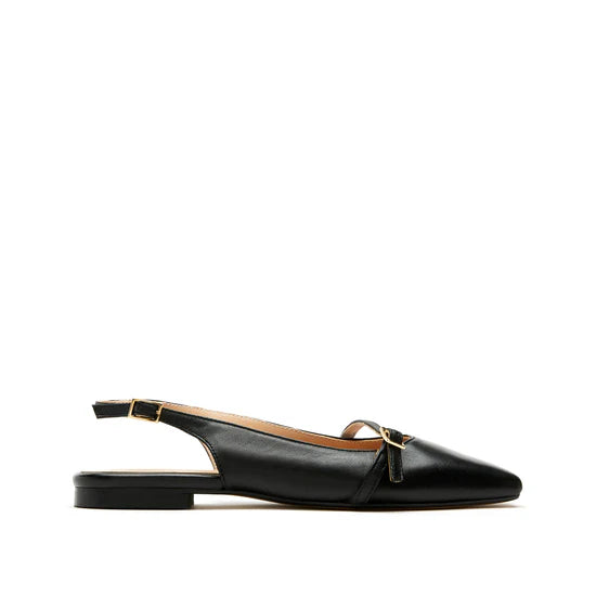 Sister Soeur Brielle Mary Jane Slingback Flat in Black Leather
